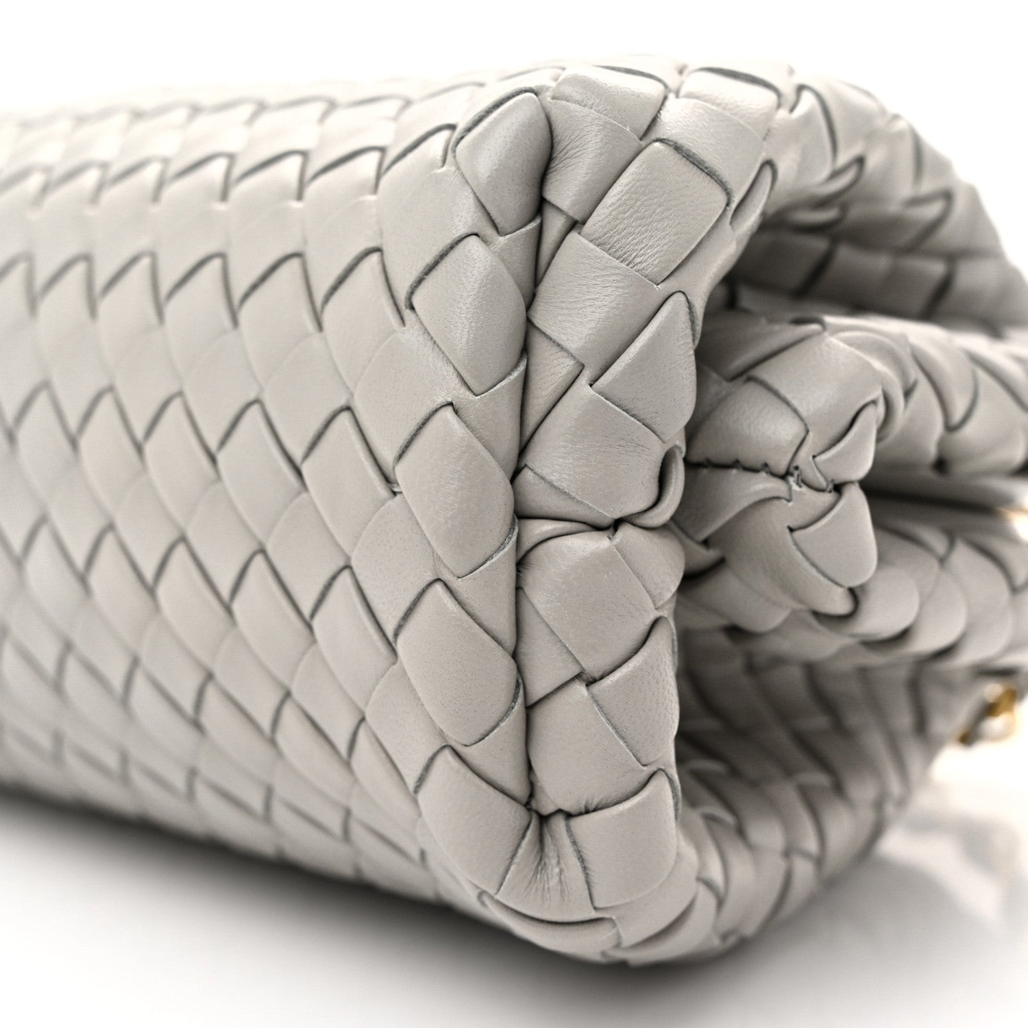 Bottega Veneta Nappa Intrecciato Small The Lauren 1980 Clutch With Chain Sterling 10 of 10
