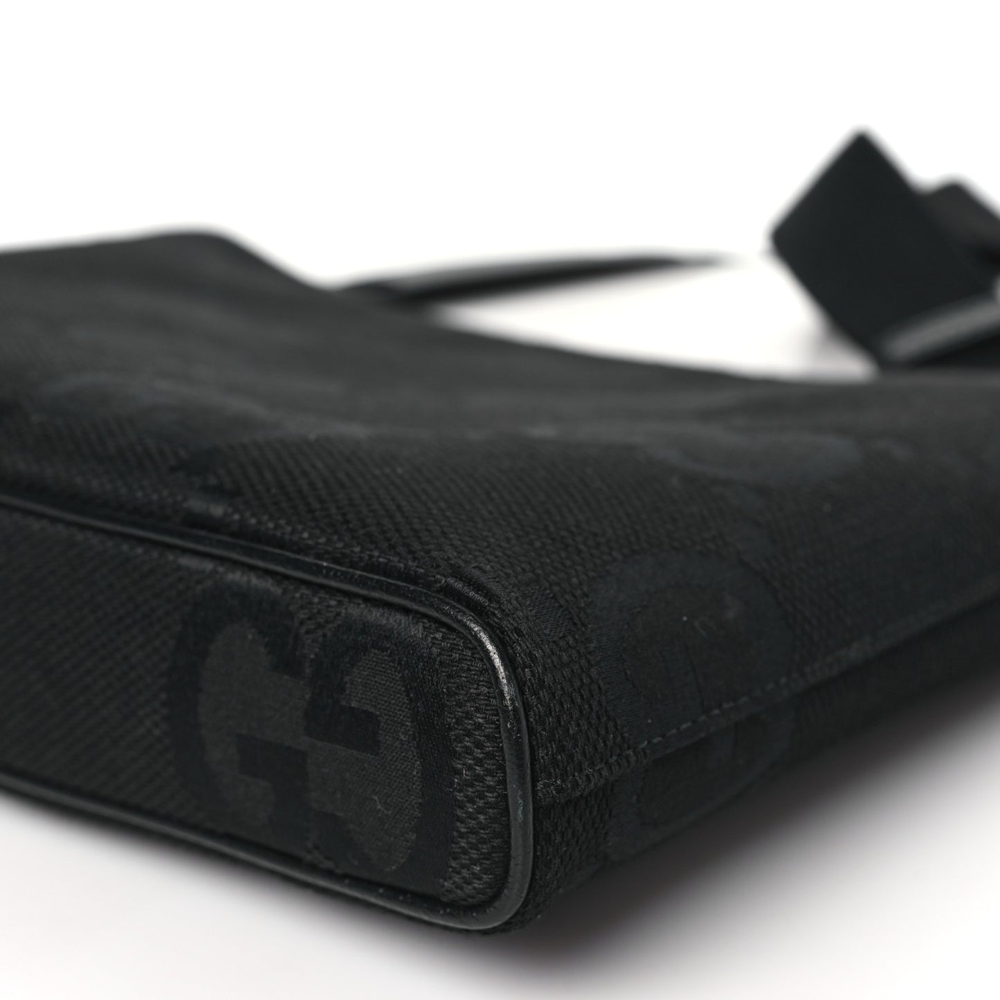 Monogram Jumbo GG Textured Dollar Calfskin Wristlet Messenger Bag Black