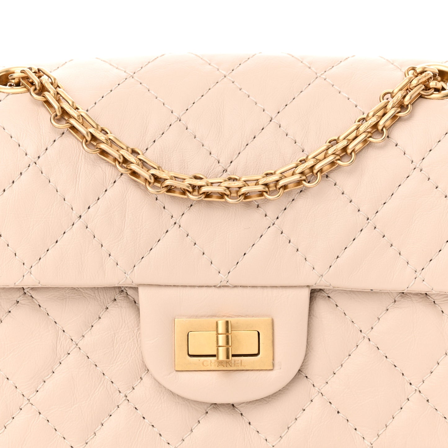 Aged Calfskin Quilted 2.55 Reissue Mini Flap Light Beige