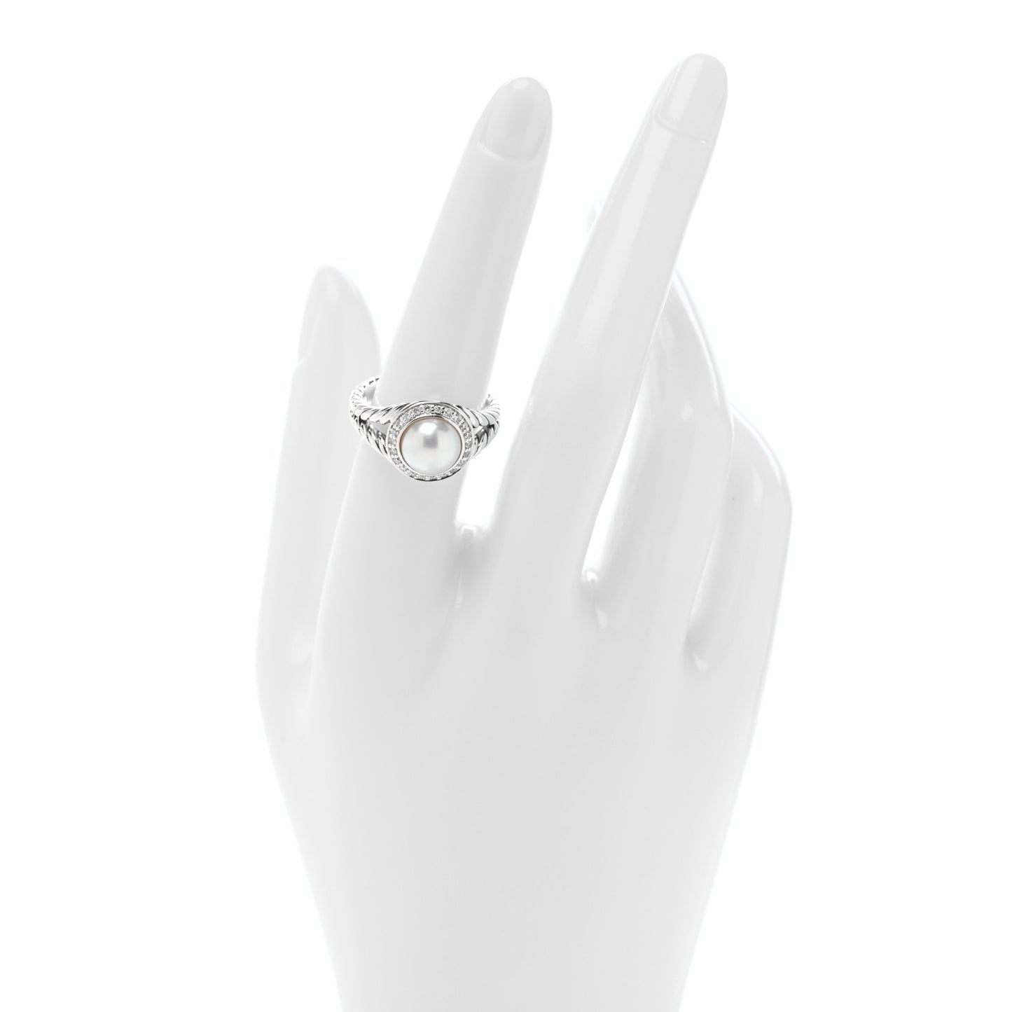 Sterling Silver Diamond Cultured Pearl 8mm Petite Cerise Ring 54 7
