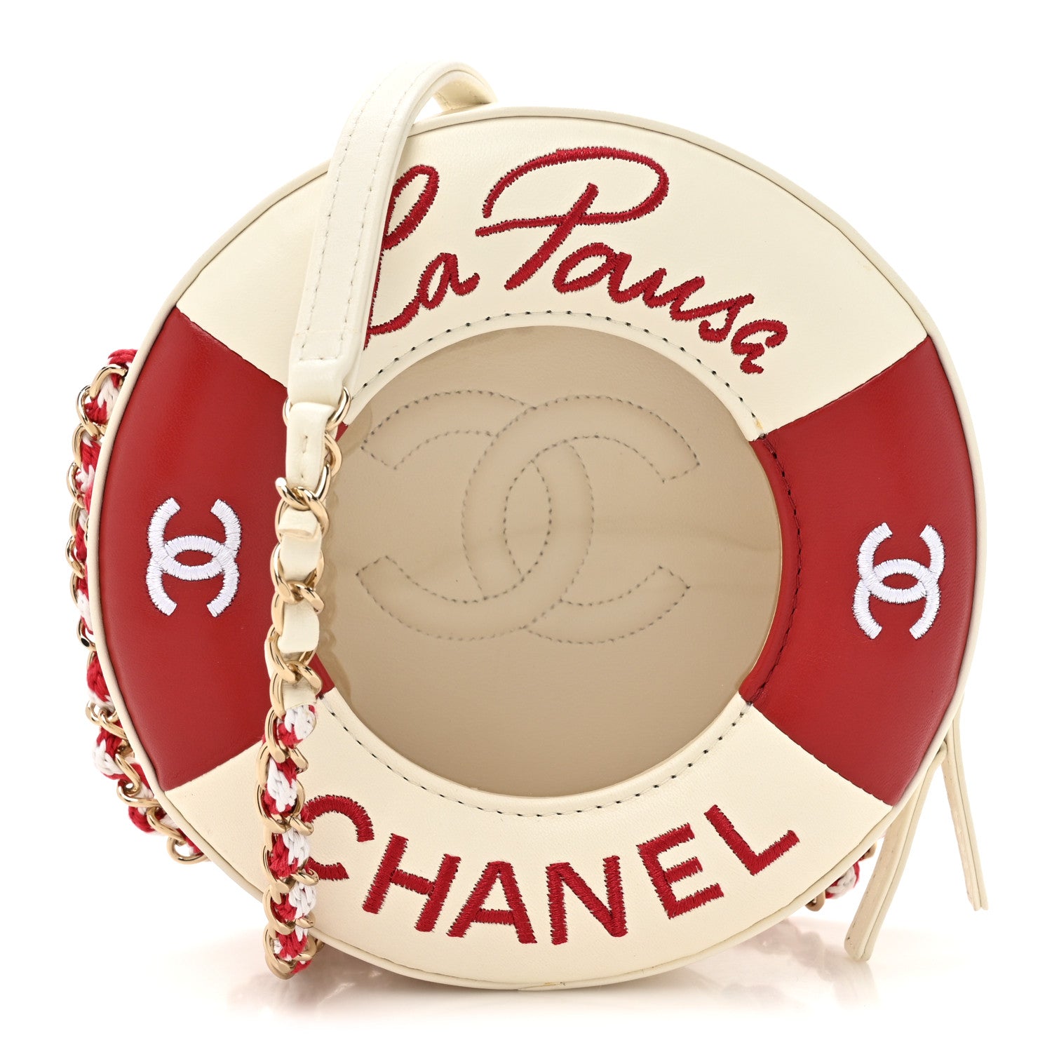Chanel Lambskin Coco Lifesaver Round Bag Red White 1 of 11