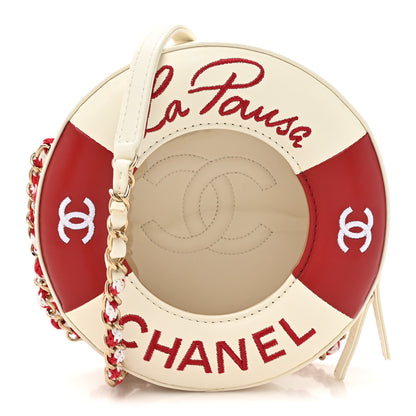 Chanel Lambskin Coco Lifesaver Round Bag Red White 1 of 11