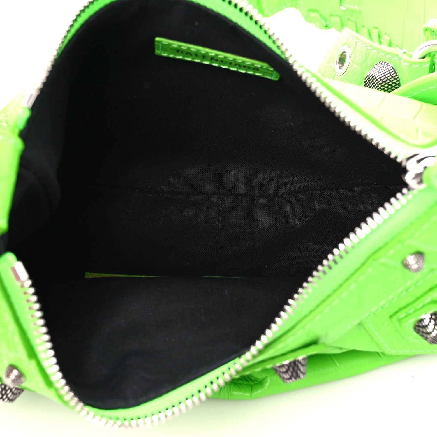 Balenciaga Extra Supple Calfskin Crocodile Embossed Le Cagole Shoulder Bag XS Acid Green 5 of 11