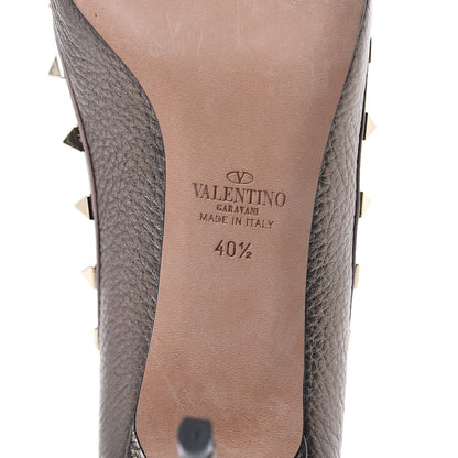 Valentino Garavani Metallic Pebbled Calfskin Rockstud 85mm Pumps 40.5 Sasso Poudre 7 of 9