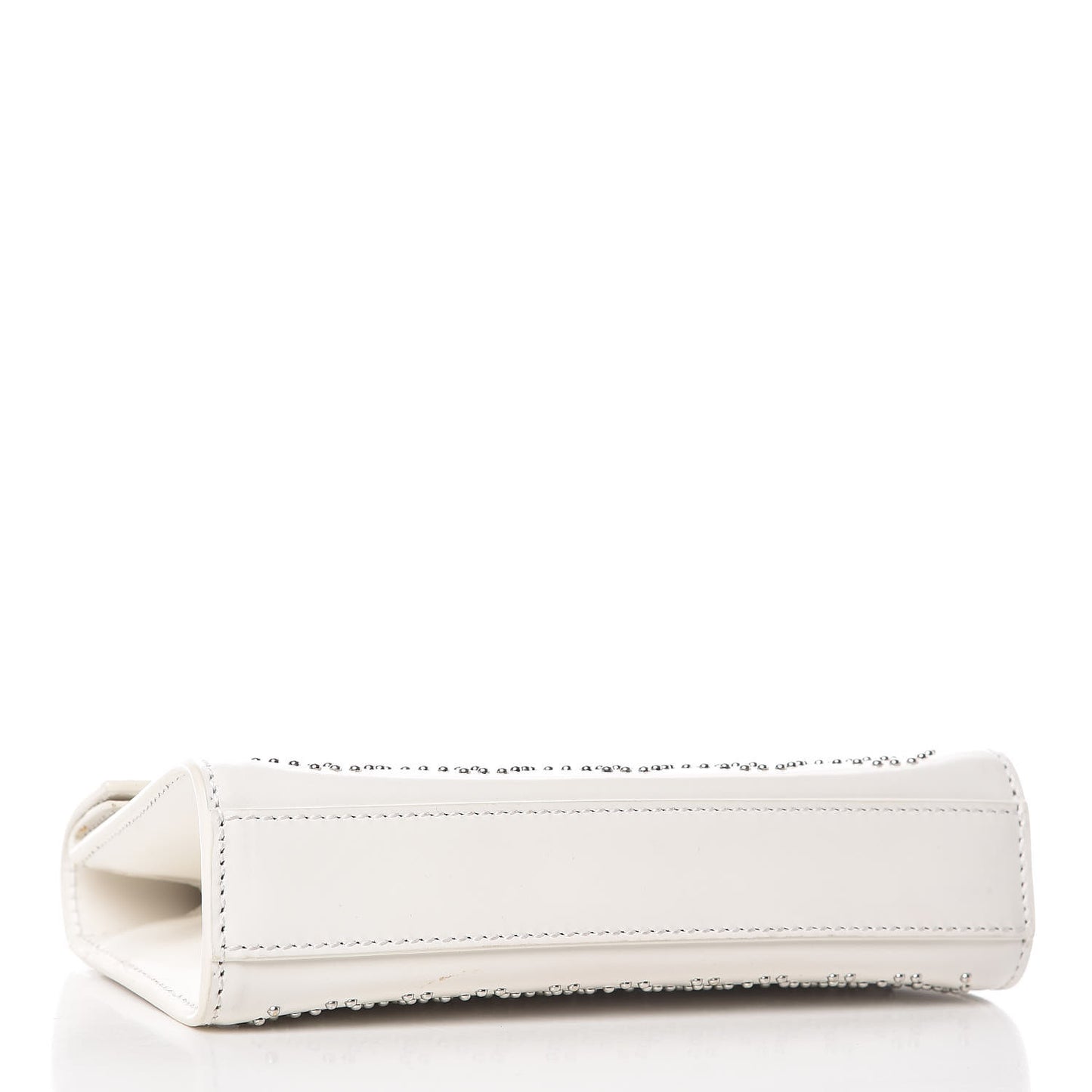 Calfskin Arabesque Studded Clutch White