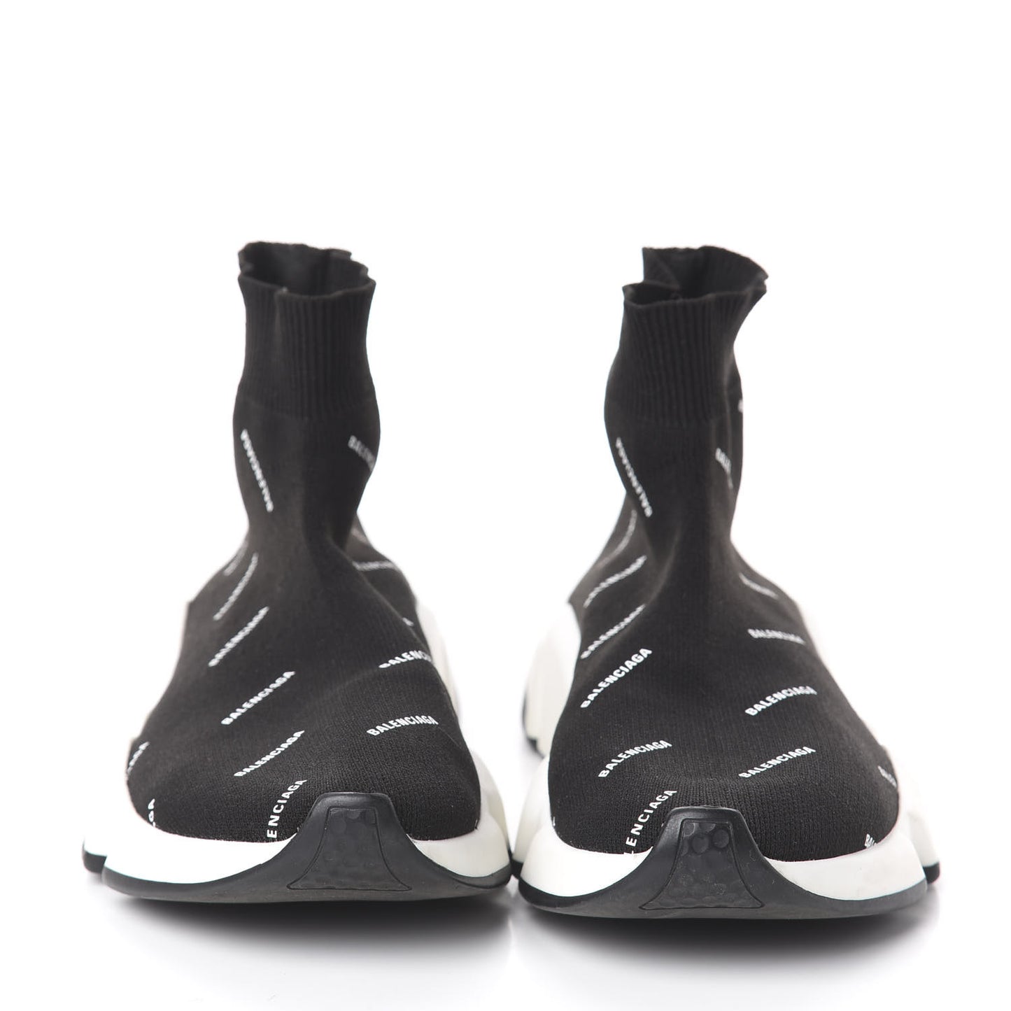 Neoprene Knit Allover Logo Bi-Color Sole Womens Speed Sneakers 36 Black White