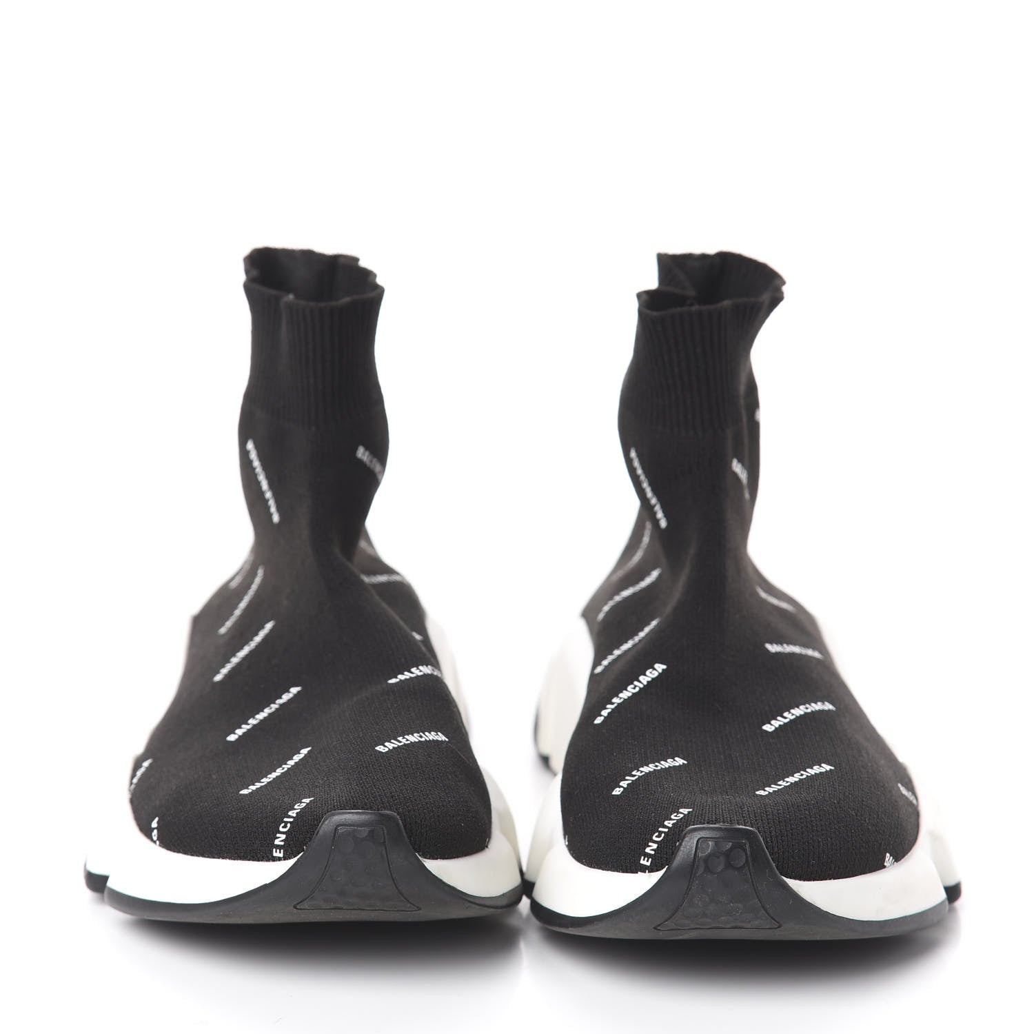 Balenciaga Neoprene Knit Allover Logo Bi-Color Sole Womens Speed Sneakers 36 Black White 2 of 6