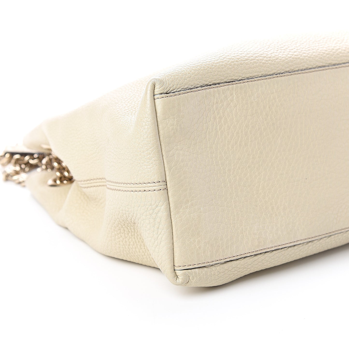 Pebbled Calfskin Medium Soho Chain Shoulder Bag Off White