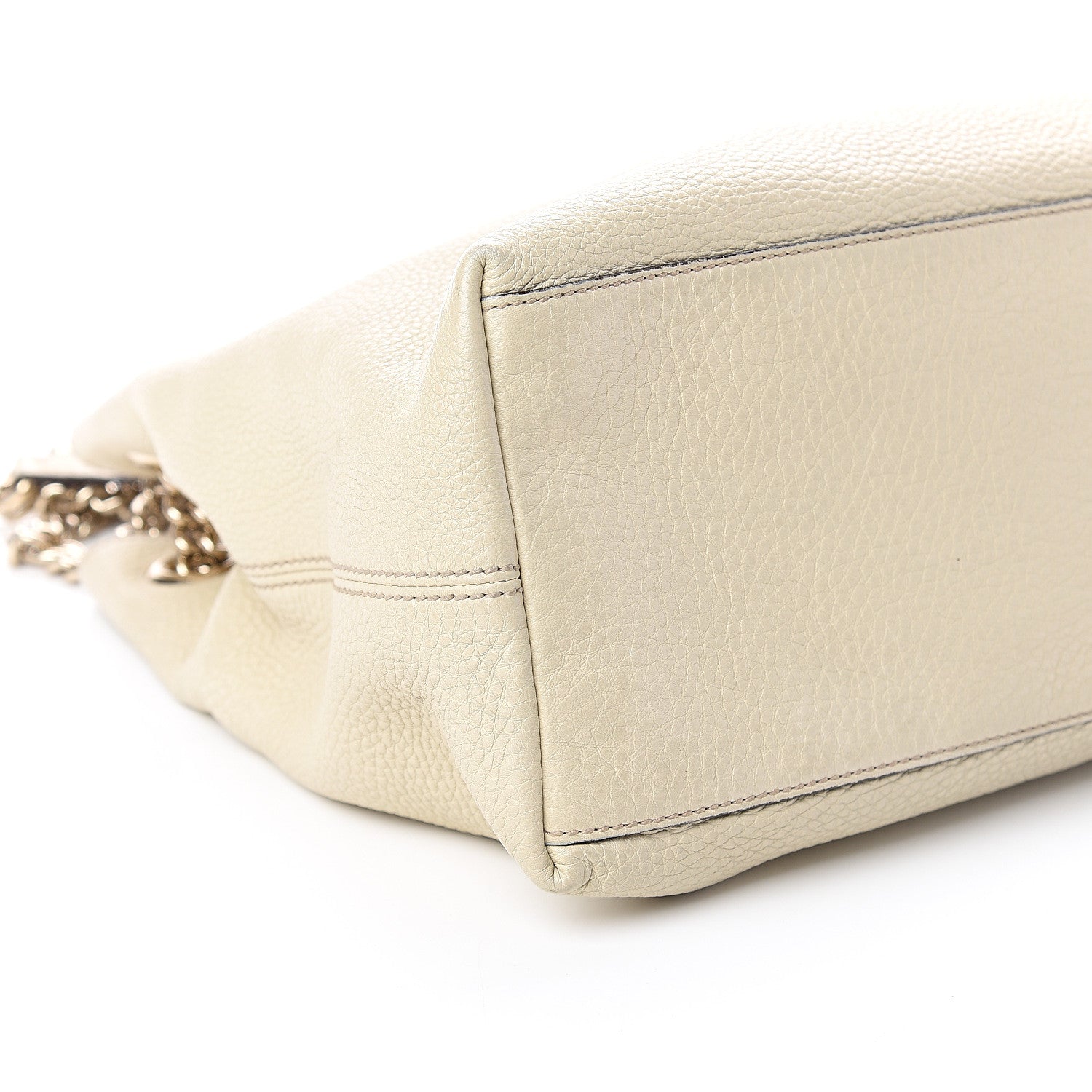 Gucci Pebbled Calfskin Medium Soho Chain Shoulder Bag Off White 7 of 8