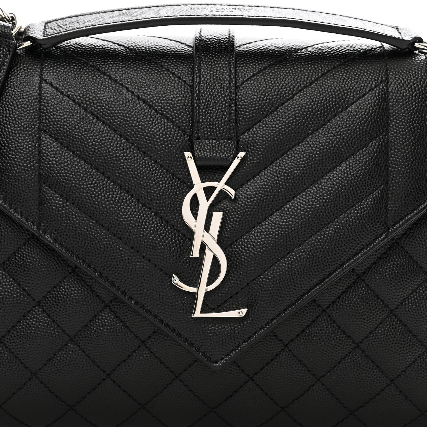 Grain De Poudre Textured Mixed Matelasse Triquilt Medium Monogram Satchel Black