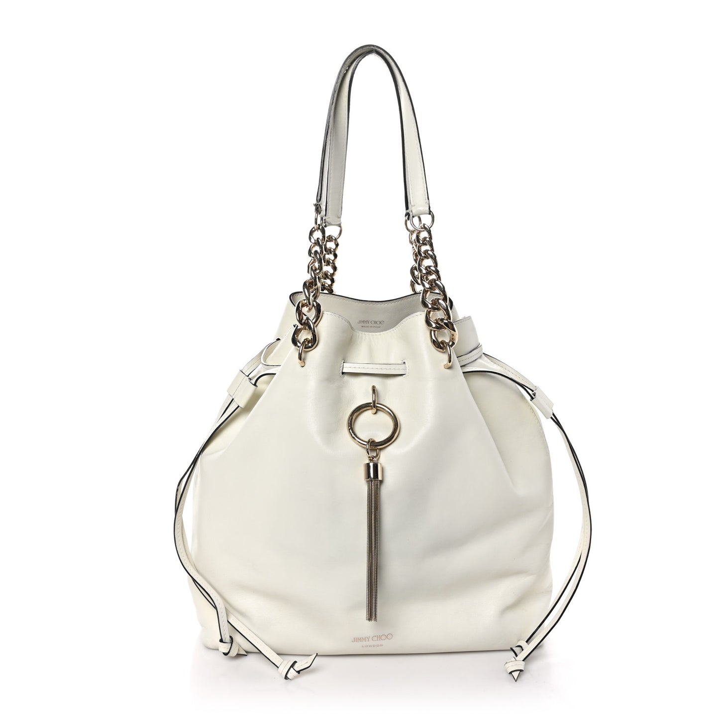 Calfskin Large Callie Bucket Bag White