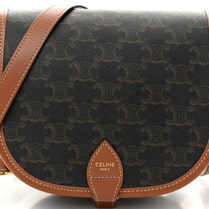 Celine Triomphe Canvas Medium Folco Bag Tan 5 of 7