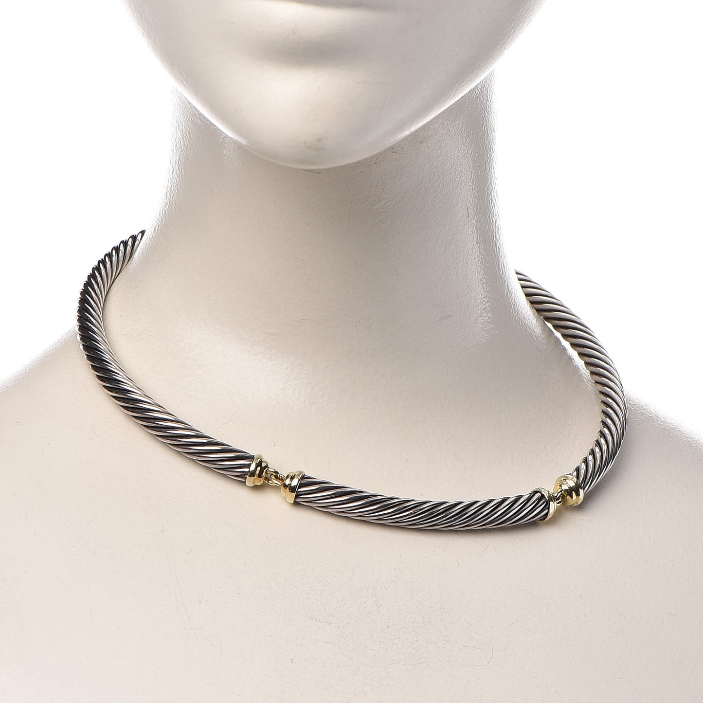 Sterling Silver 14K Gold Cable Choker 7mm Necklace