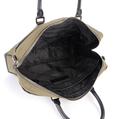 Burberry Calfskin Nylon-Canvas Briefcase Green 10 of 14