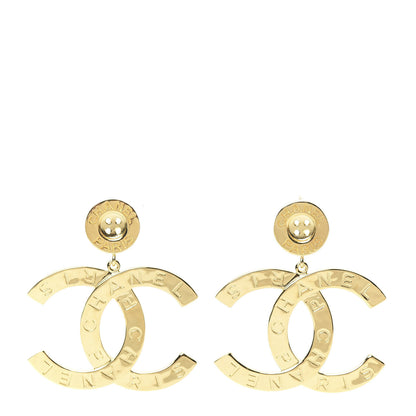 Chanel Metal Large Paris Button Earrings Gold 1 of 4