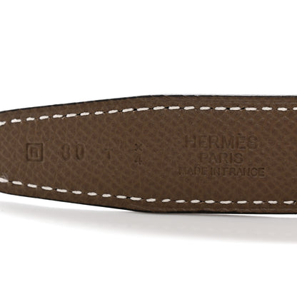 Hermes Swift Epsom 24mm Mini Constance H Belt 80/32 Black Etoupe 5 of 6