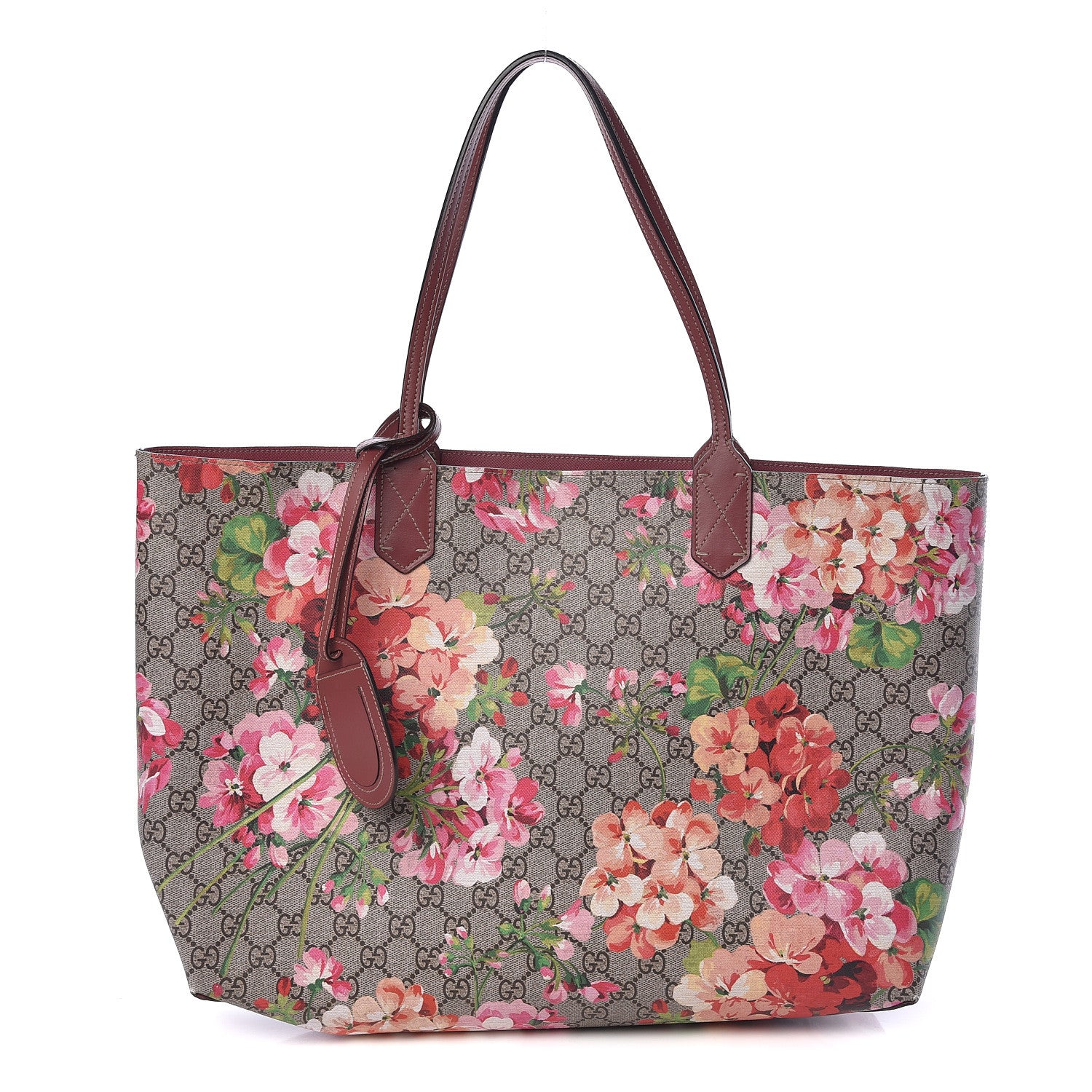 Gucci GG Supreme Monogram Blooms Medium Reversible Tote Beige Multicolor Dry Rose 1 of 16