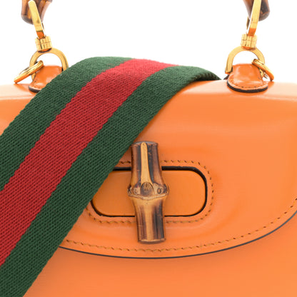 Gucci Boarded Dyana Lux Calfskin Web Mini Bamboo 1947 Top Handle Bag Marigold Yellow 7 of 13