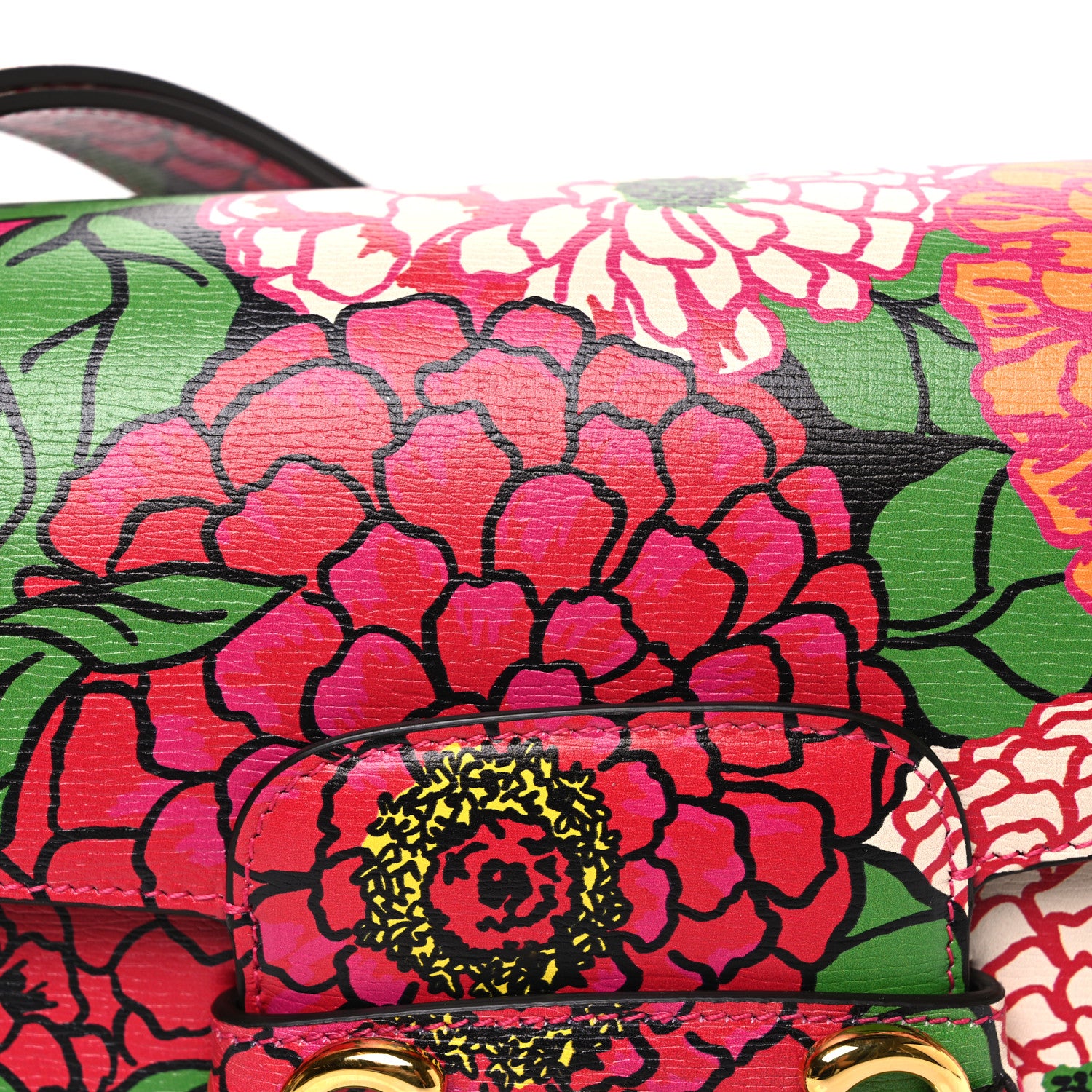 Gucci X KEN SCOTT New Shangai Calfskin Pomponica Print Horsebit 1955 Shoulder Bag Multicolor Fuxia Pompon 7 of 9