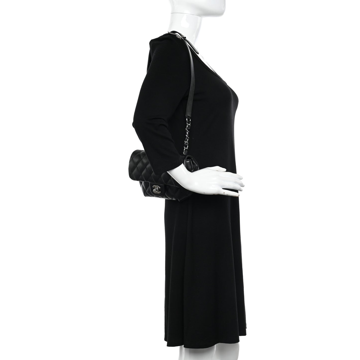 Calfskin Quilted CC Uniform Flap Belt Bag Black