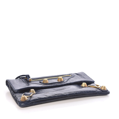 Balenciaga Agneau Giant 21 Gold Hardware Envelope Clutch Marine 4 of 7