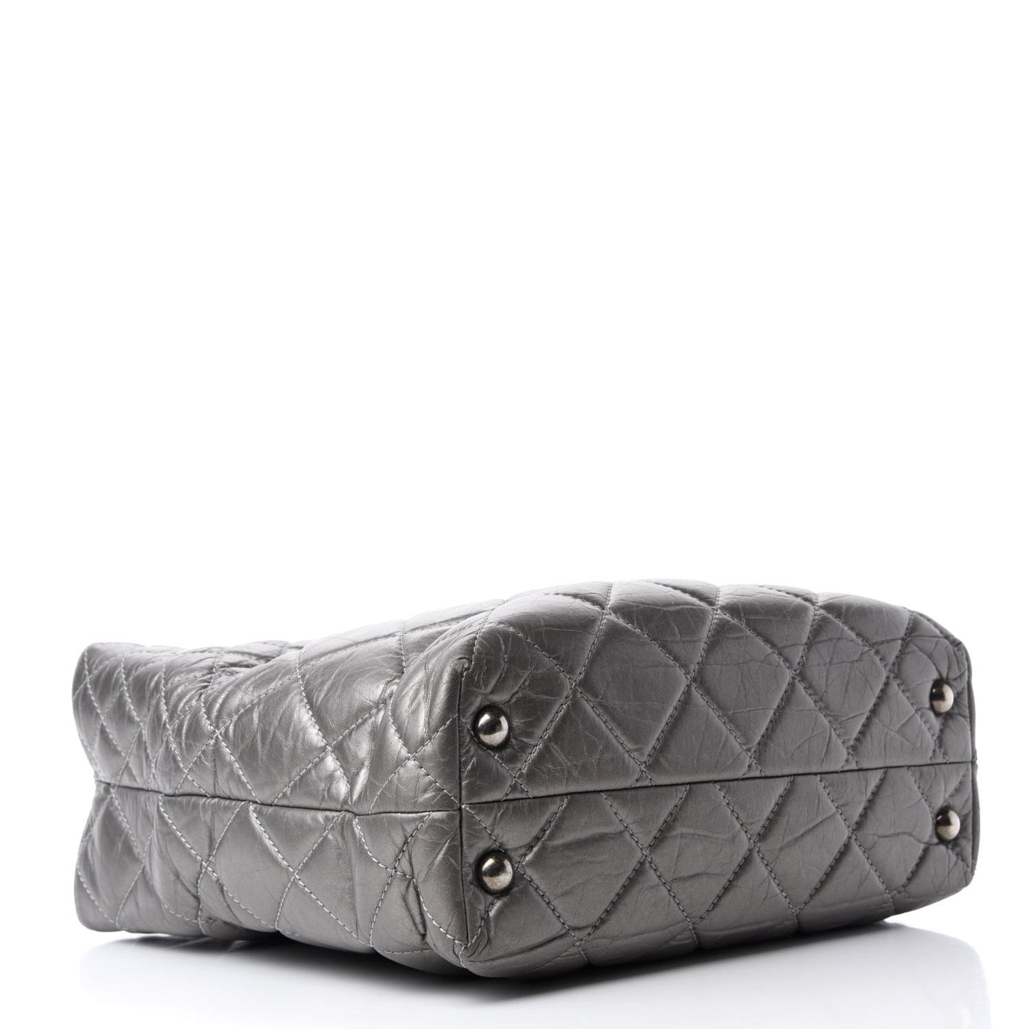 Metallic Aged Calfskin Quilted Reissue 2.55 Tote Dark Grey