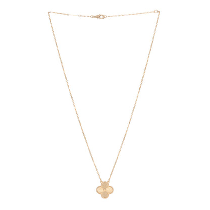 Van Cleef & Arpels 18K Yellow Gold Guilloche Vintage Alhambra Pendant Necklace 2 of 4