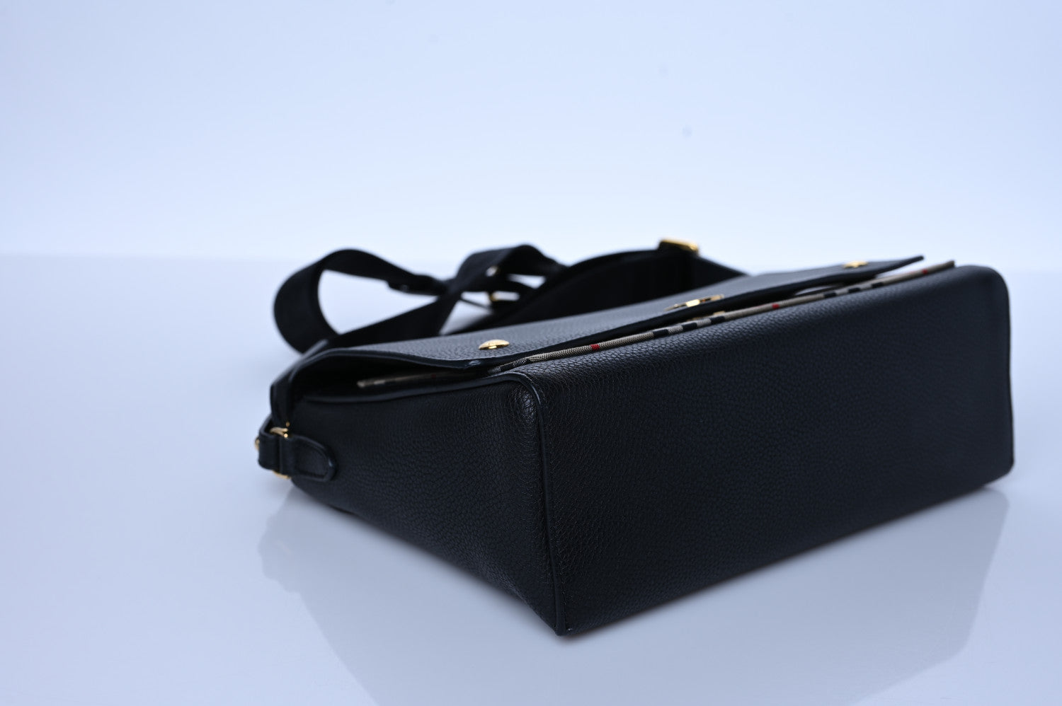 Burberry Grainy Calfskin Vintage Check Note Crossbody Bag Black 9 of 11