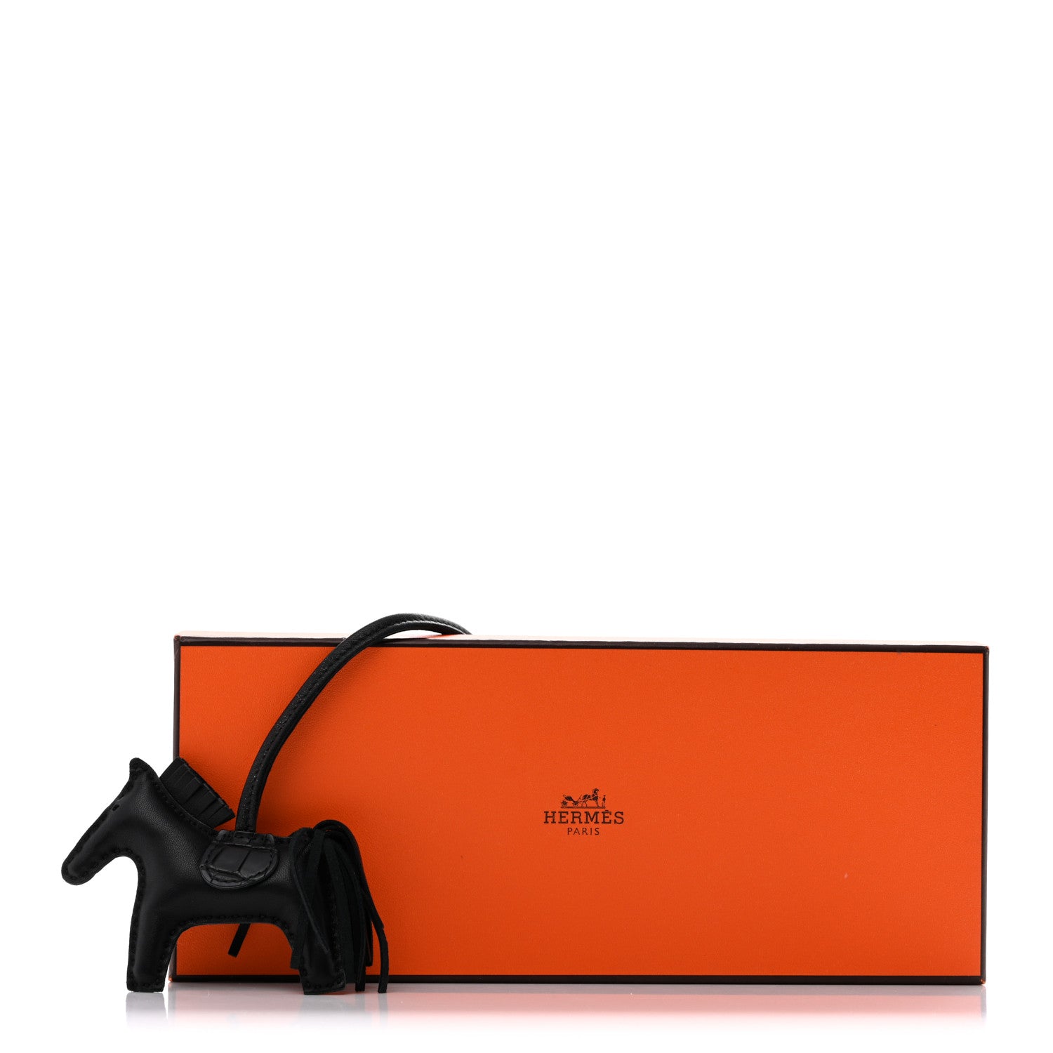 Hermes Milo Lambskin Matte Alligator Touch Grigri Rodeo Horse Bag Charm PM So Black 5 of 5