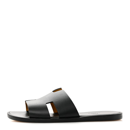 Hermes Calfskin Mens Izmir Sandals 41 Black 1 of 9