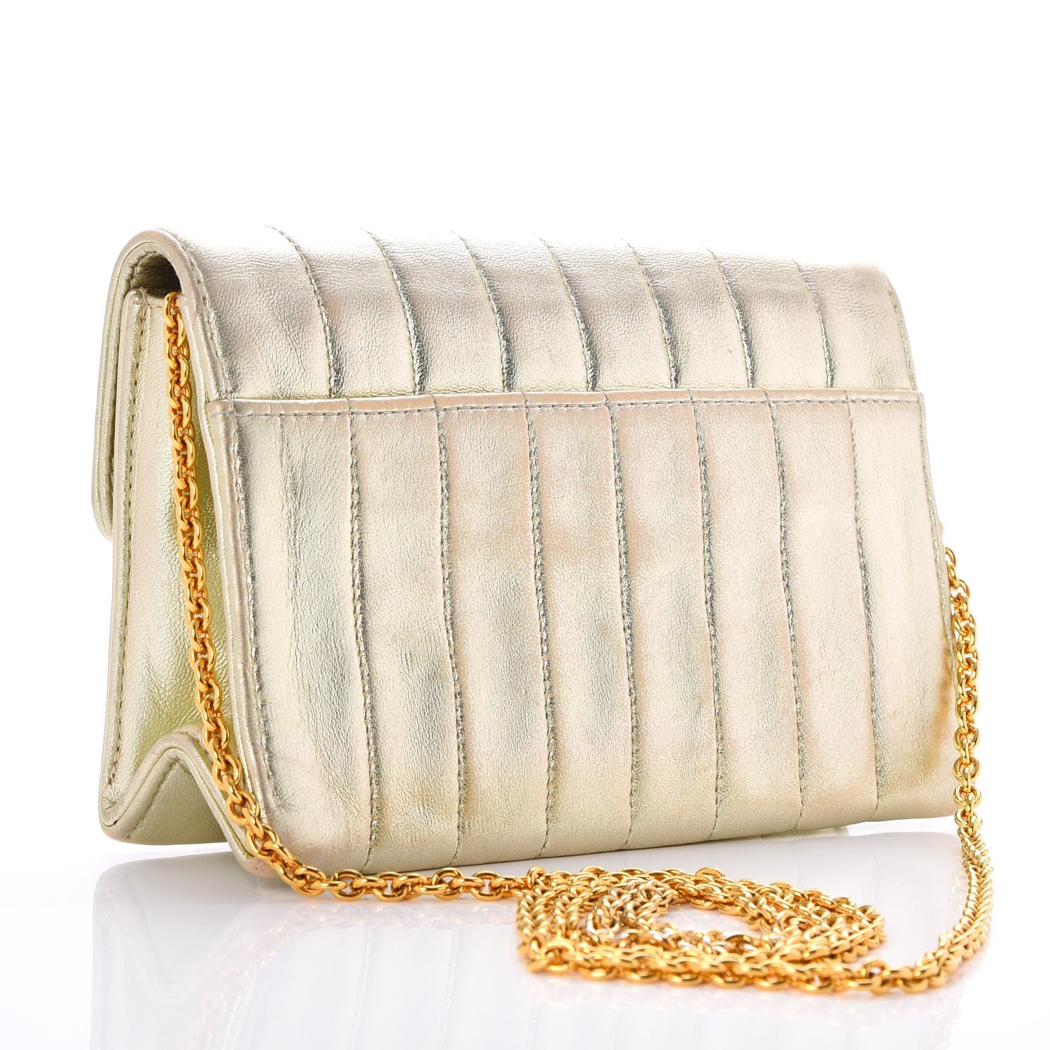 Chanel Metallic Lambskin Vertical Quilted Mini Flap Light Gold 3 of 8