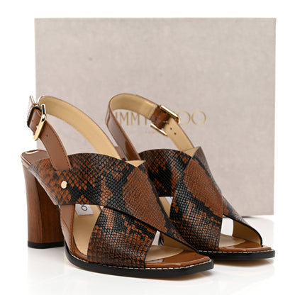 Jimmy Choo Patent Snake Printed AIX 85 Sandals 38.5 Cuoio 8 of 8