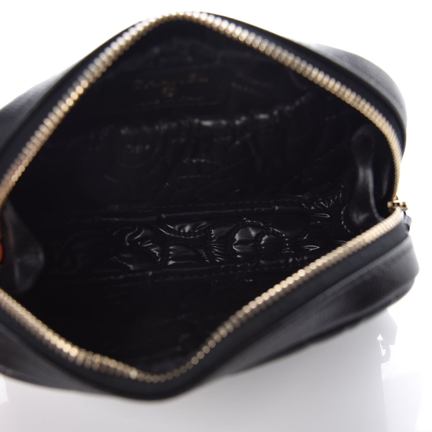 Chanel Caviar Camellia Embossed Small Cosmetic Case Black 5 of 7