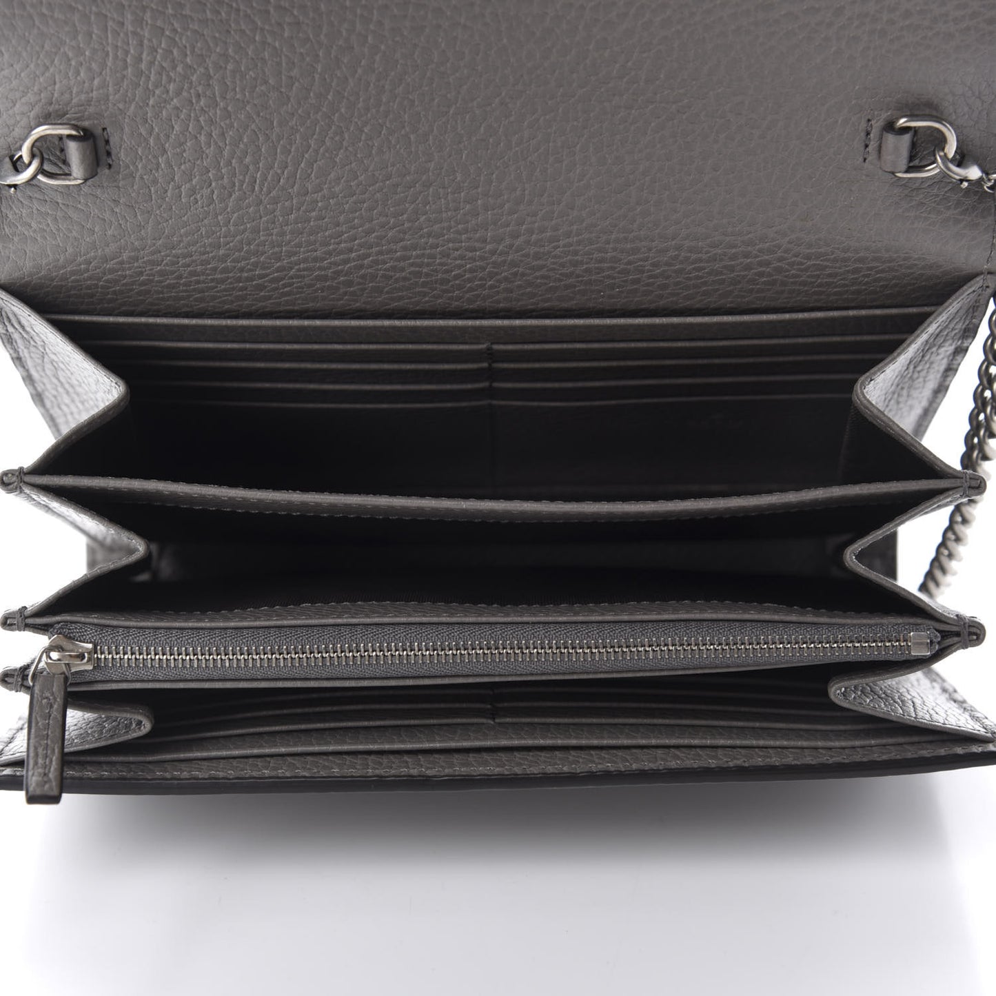 Dollar Calfskin Crystal Mini Dionysus Chain Wallet Dusty Grey Black Diamond