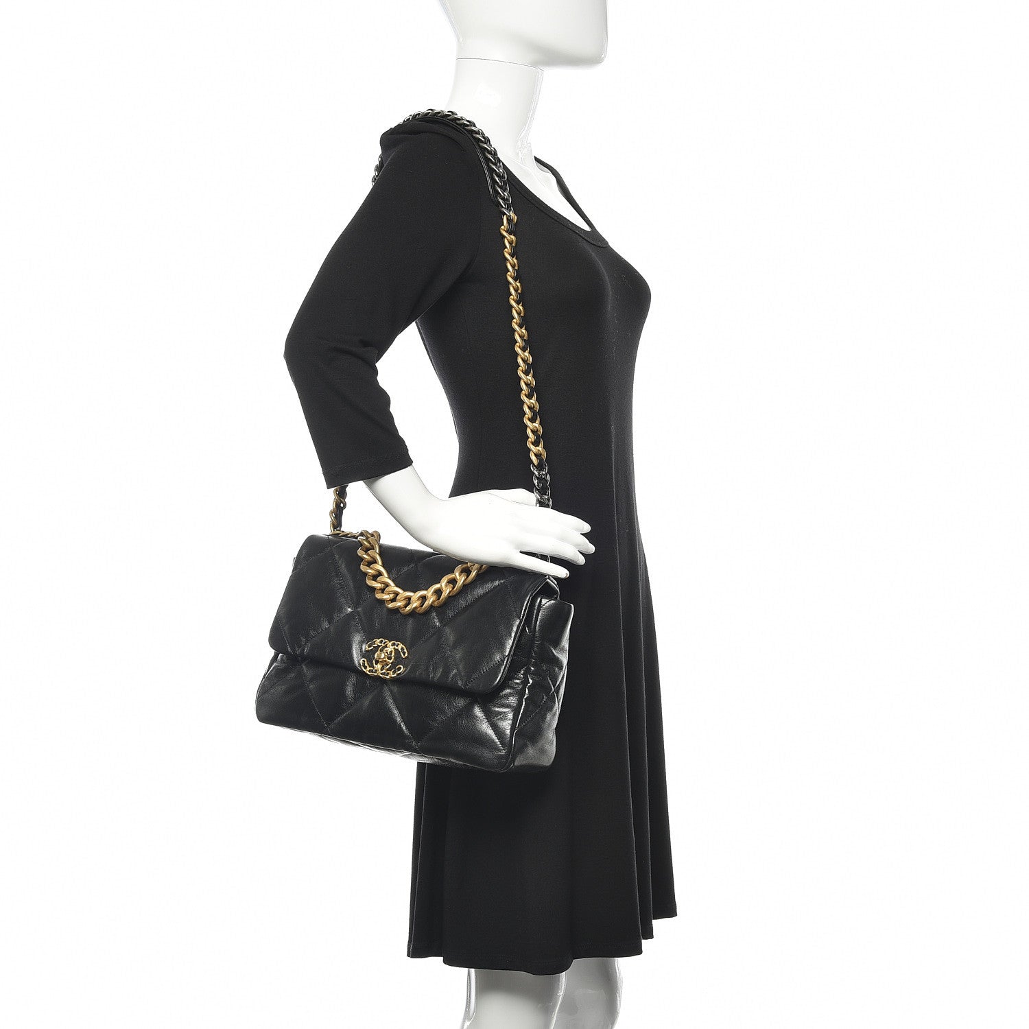 Chanel Goatskin Quilted Large 19 Flap Black 2 of 10