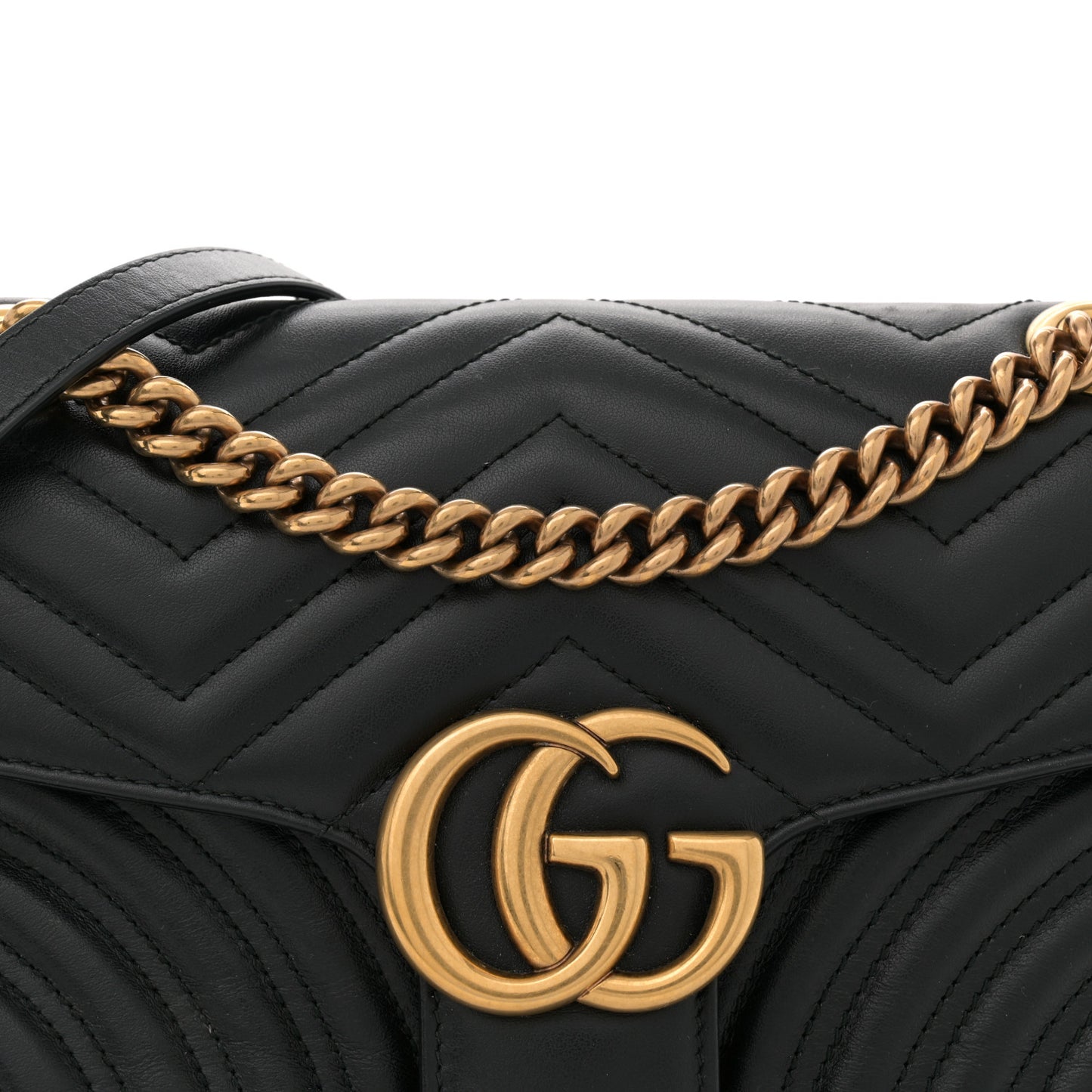 Calfskin Matelasse Small GG Marmont Shoulder Bag Black