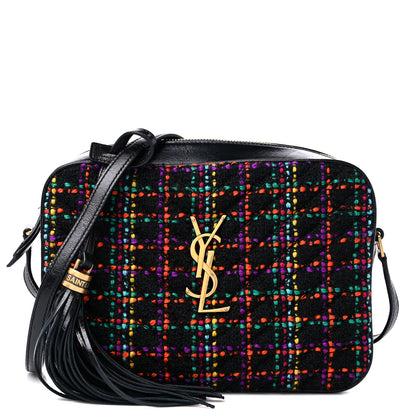 Saint Laurent Tweed Calfskin Monogram Lou Camera Bag Black 1 of 10