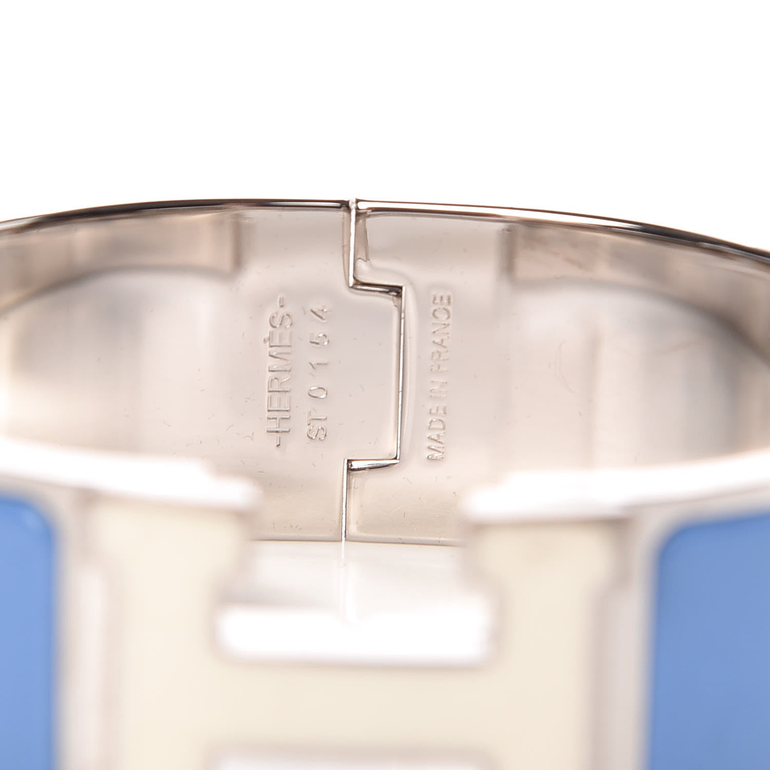Hermes Enamel Wide Clic Clac H Bracelet PM White Bleu Transat 4 of 5