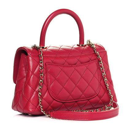 Chanel Caviar Quilted Mini Coco Handle Flap Dark Pink 2 of 9
