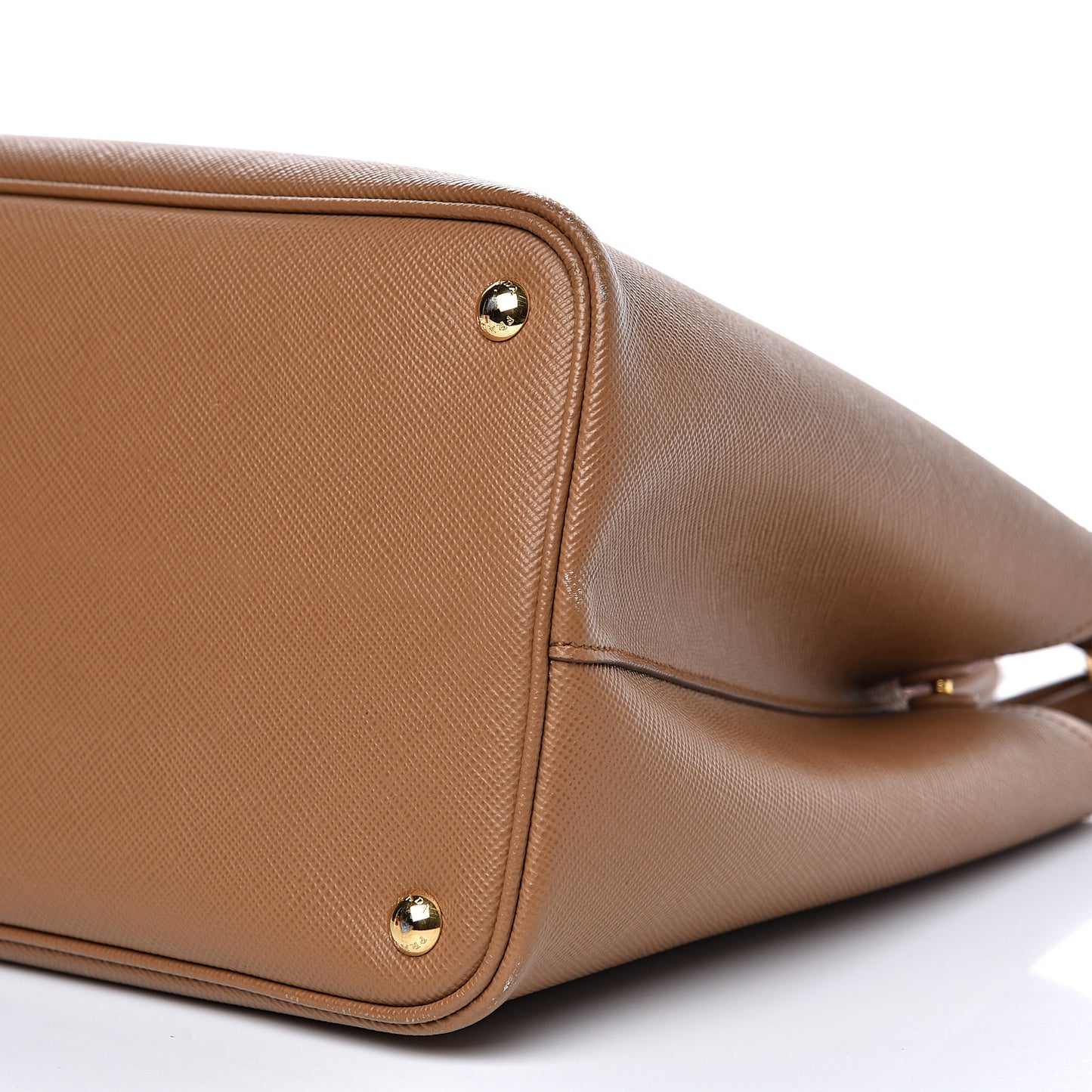 Saffiano Cuir Large Double Bag Caramel Fuoco