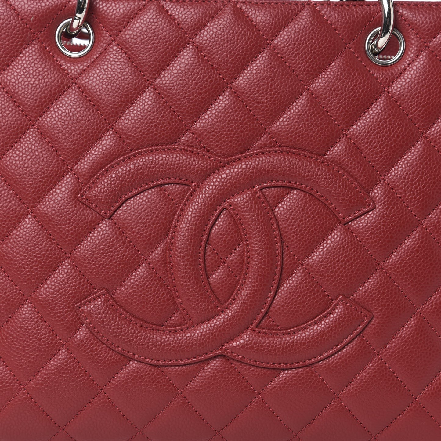 Caviar Quilted Grand Shopping Tote GST Dark Red