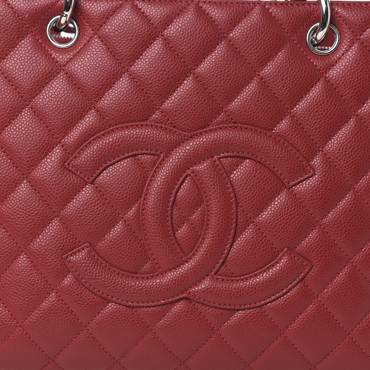 Chanel Caviar Quilted Grand Shopping Tote GST Dark Red 10 of 10