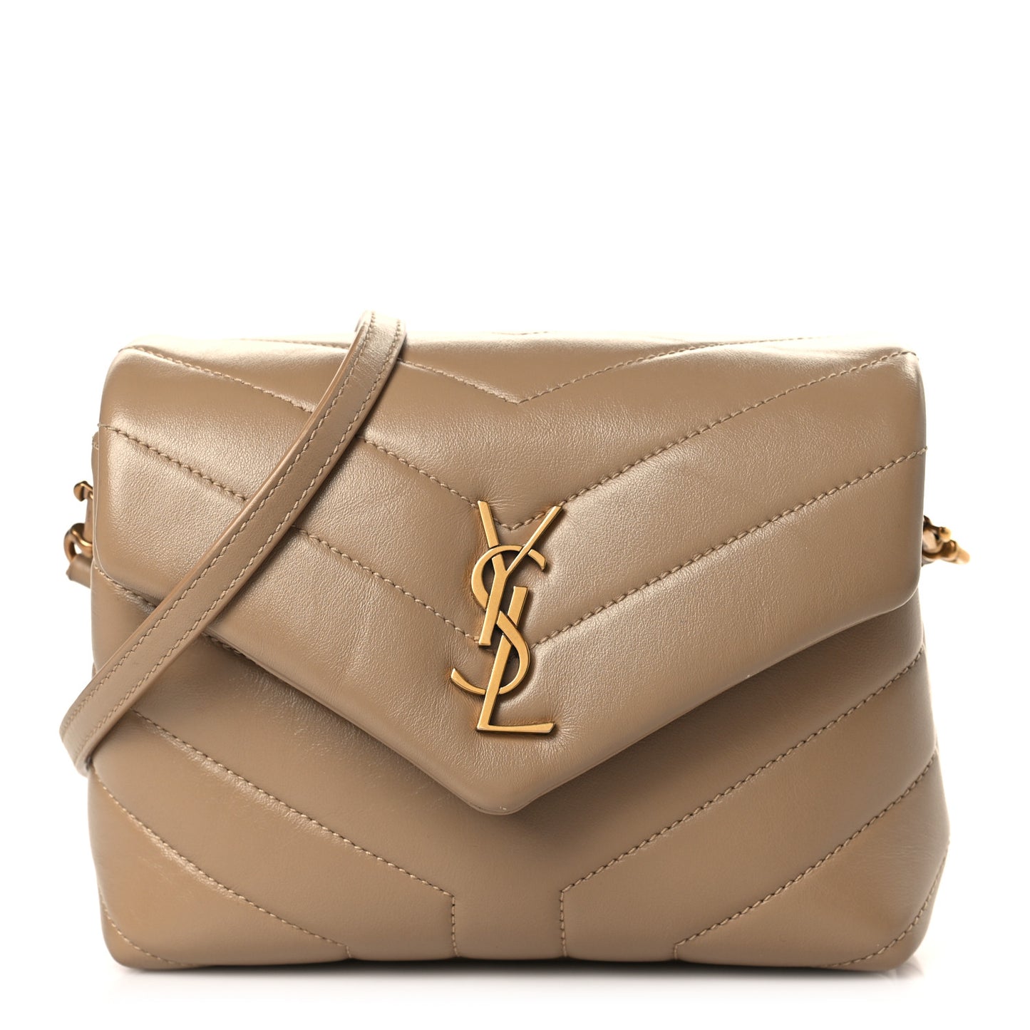 Calfskin Y Quilted Monogram Toy Loulou Crossbody Bag Dark Beige