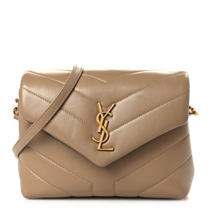 Saint Laurent Calfskin Y Quilted Monogram Toy Loulou Crossbody Bag Dark Beige 1 of 9