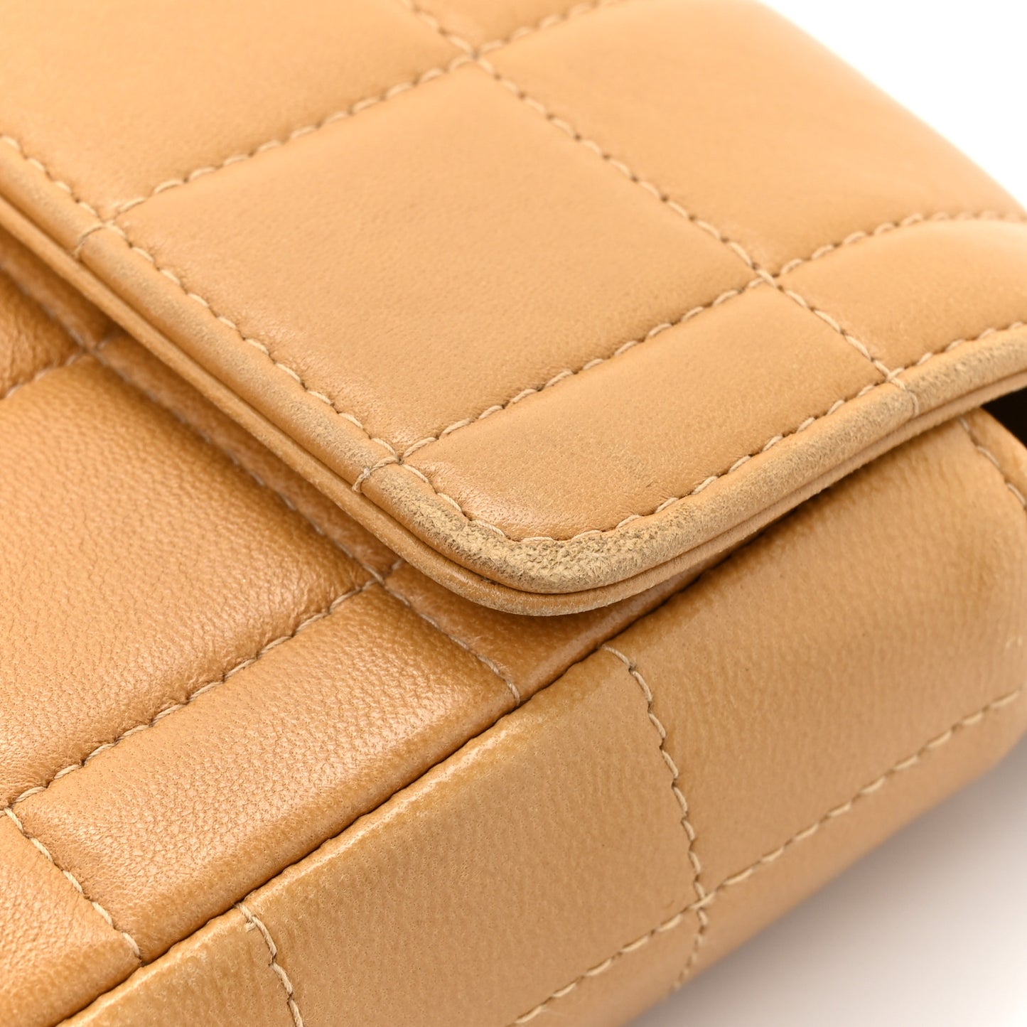 Lambskin East West Chocolate Bar Flap Beige