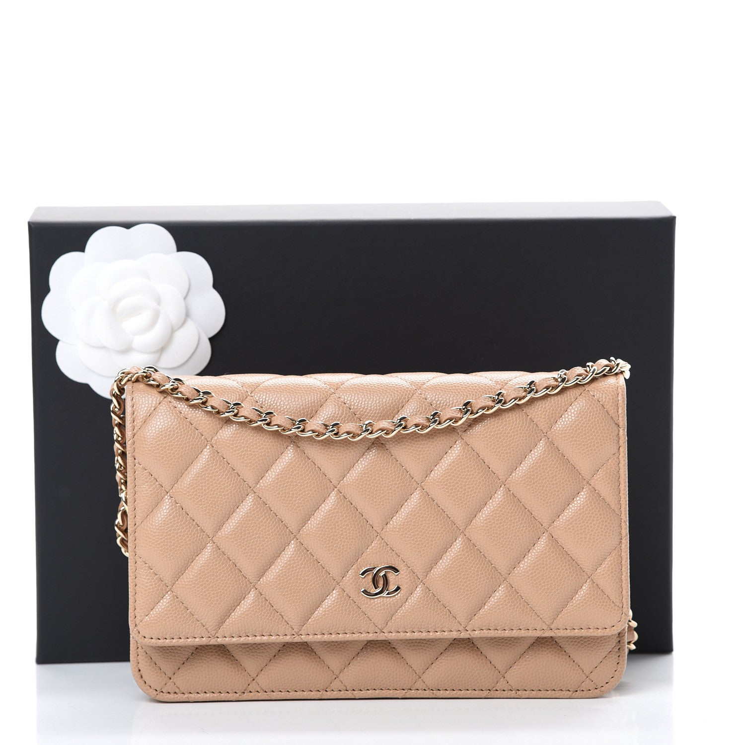 Chanel Caviar Quilted Wallet On Chain WOC Beige 11 of 11