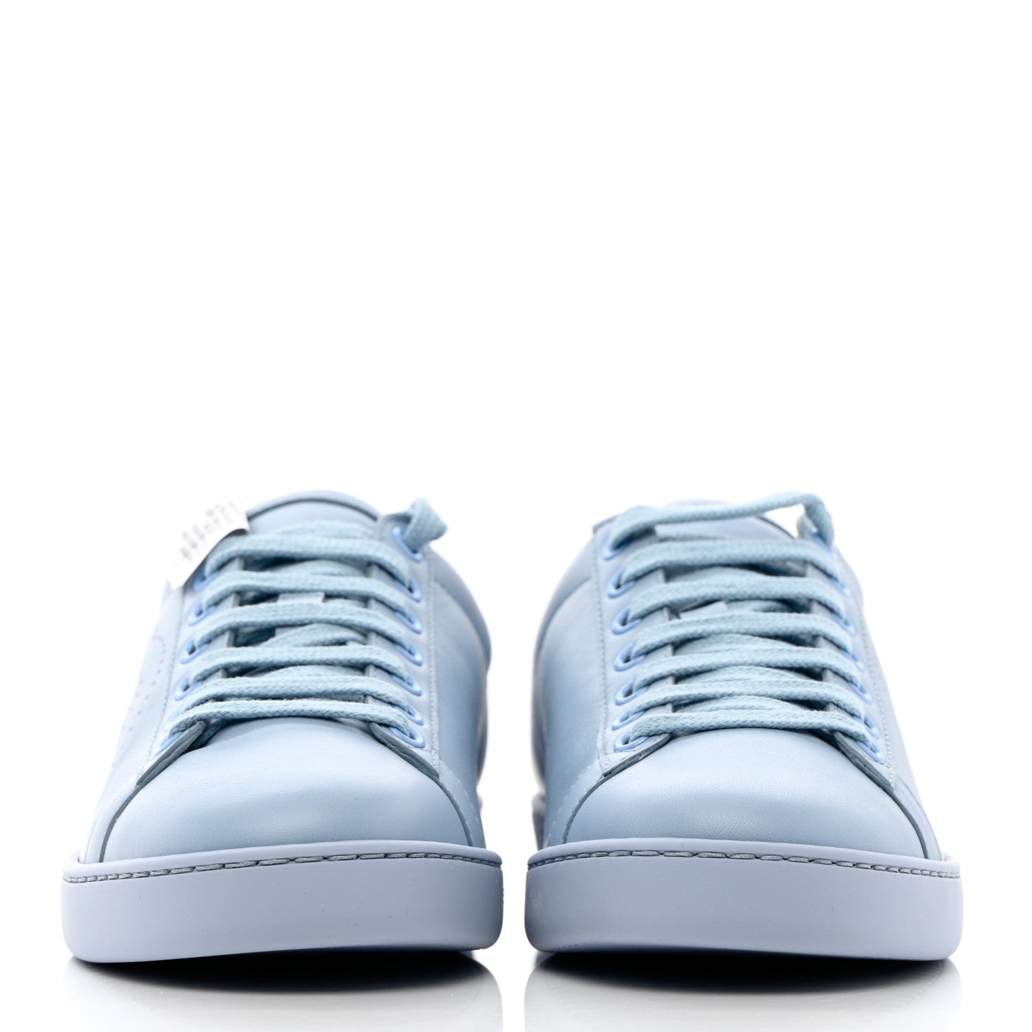 Gucci Calfskin Interlocking G Perforated Womens Ace Sneakers 36.5 Porcelain Light Blue Zaffiro 2 of 9