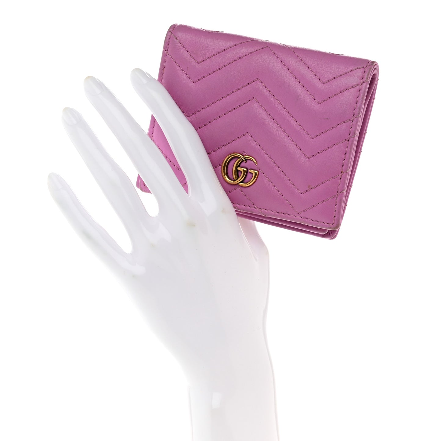 Calfskin Matelasse GG Marmont Card Case Candy Mousse
