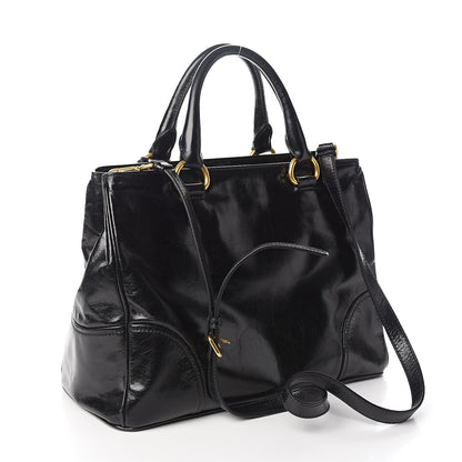 Prada Vitello Shine Top Handle Bag Black 2 of 9