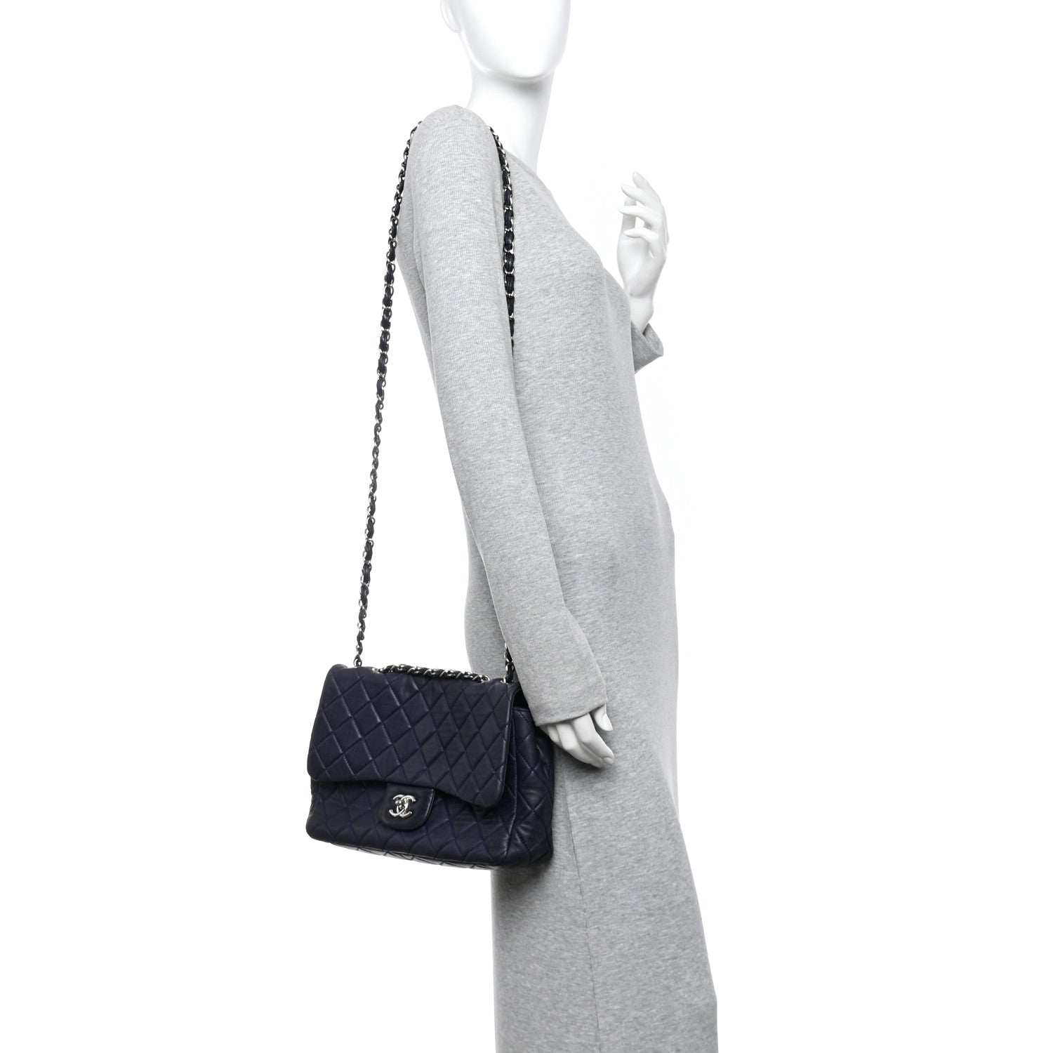Chanel Lambskin Quilted Jumbo Single Flap Navy 2 of 10